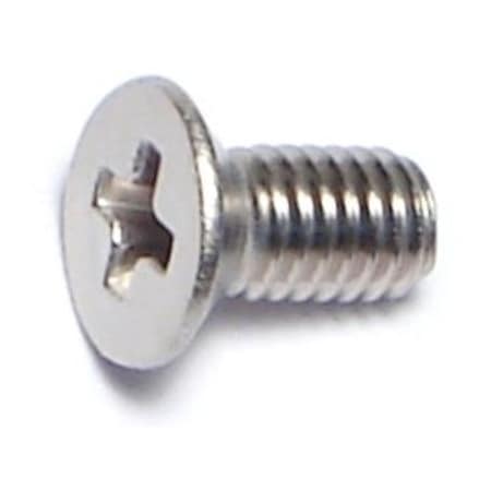 M3-0.50 X 6 Mm Phillips Flat Machine Screw, Plain Stainless Steel, 100 PK